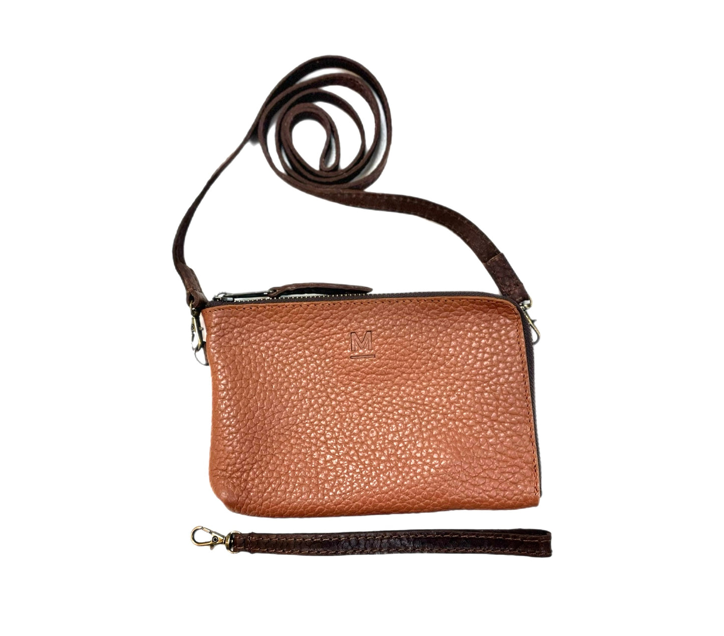 Wristlet Leather Bag With Strap