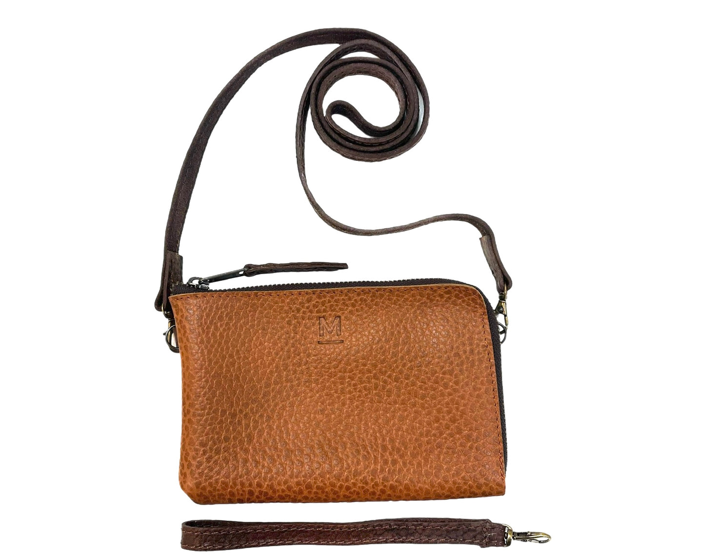Wristlet Leather Bag With Strap