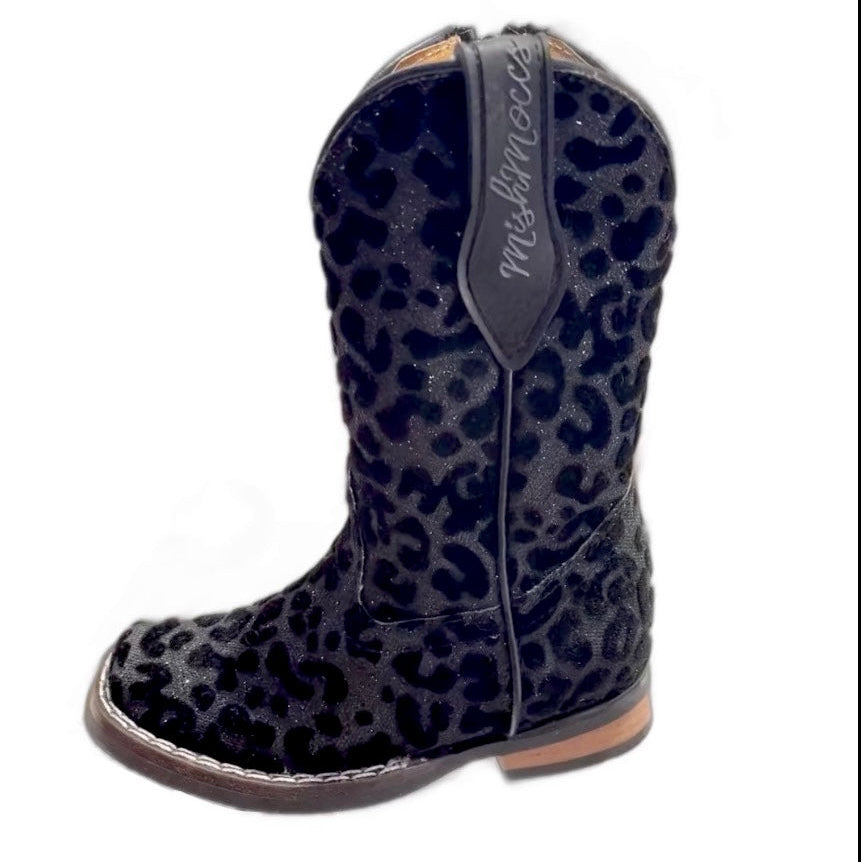 Black Leopard Princess Boots -