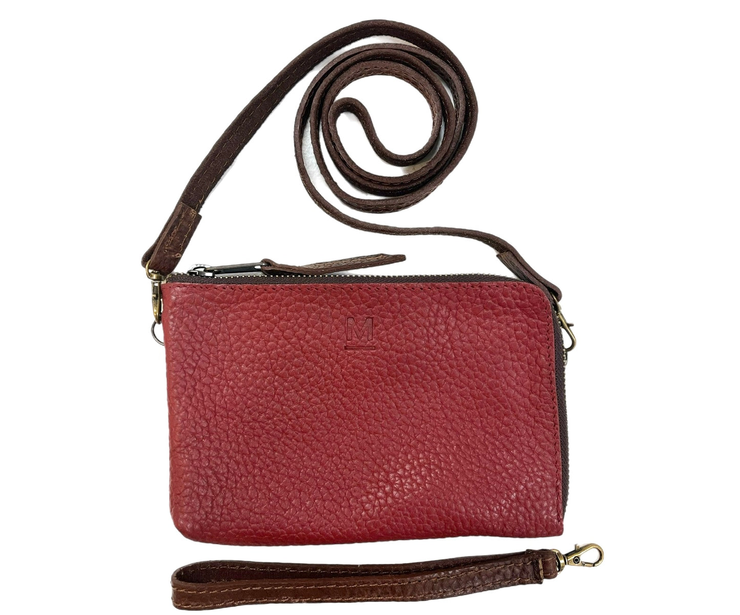 Wristlet Leather Bag With Strap