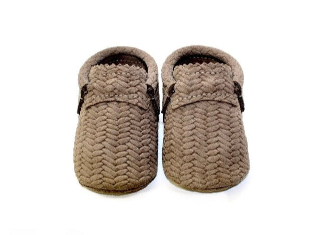Basketweave Taupe Moccs