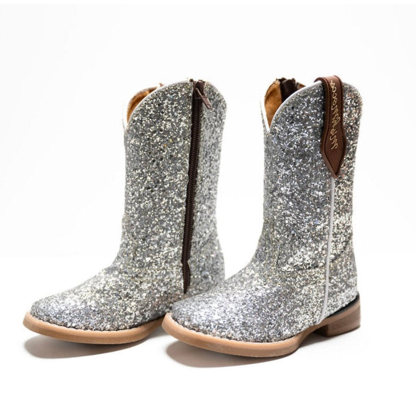 Princess Silver Square Toe Boots