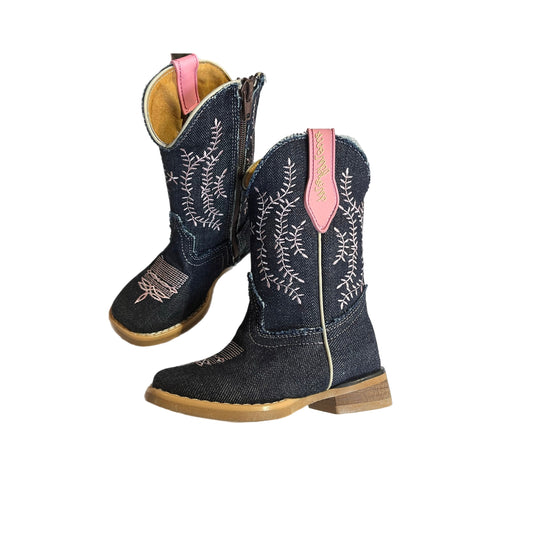 Sophie Denim Square Toe Boots- Denim