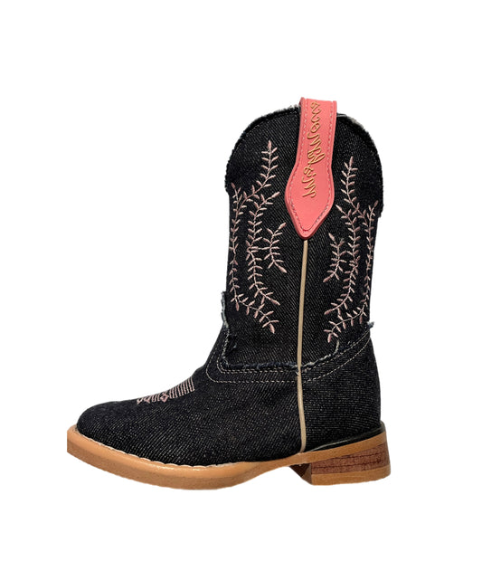Sophie Denim Square Toe Boots- Denim