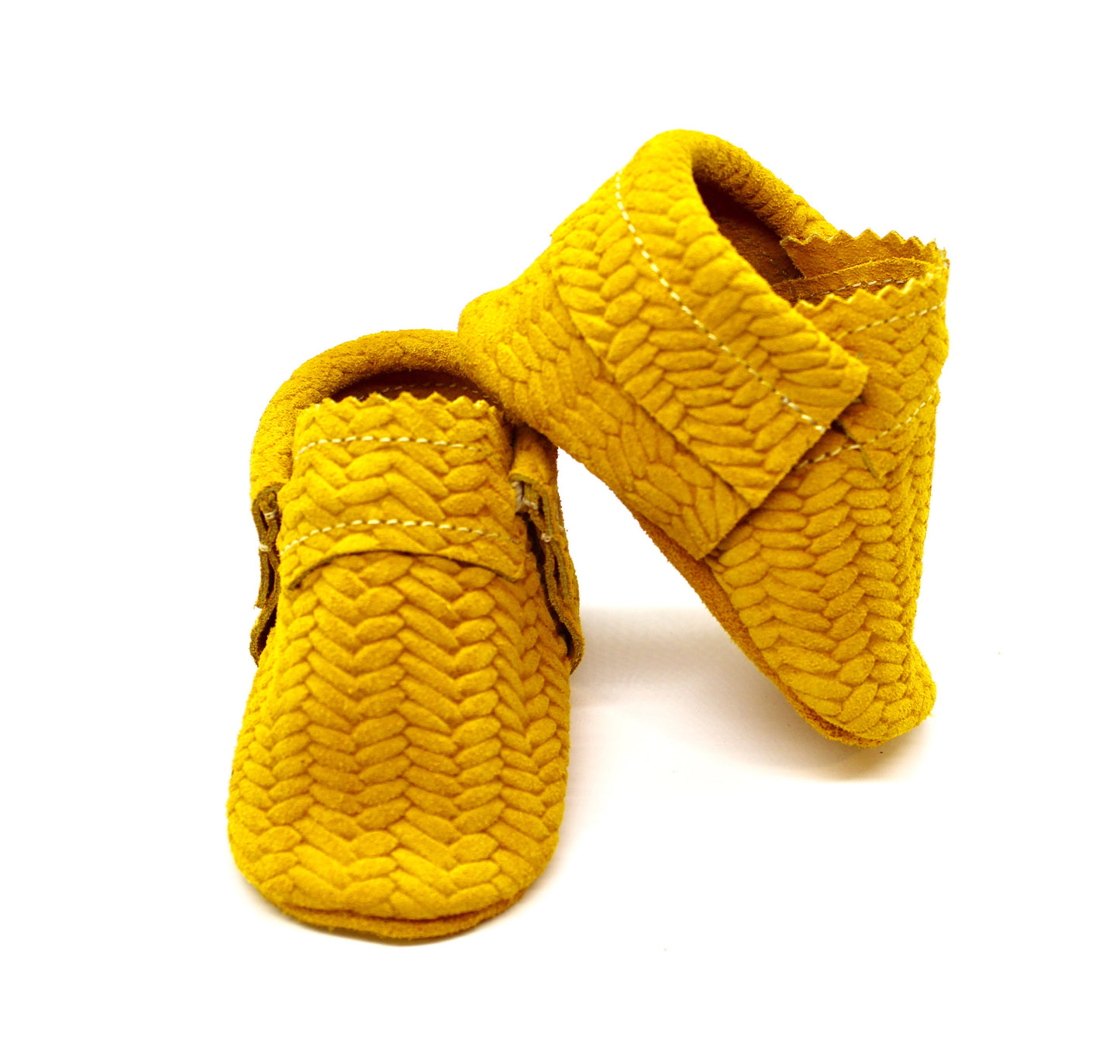 Basketweave Yellow Moccs